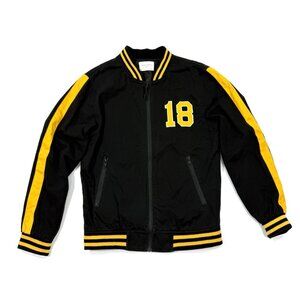 Saint Morta Mens Varsity Jacket Embroidered Tiger #18 Size Small Black Yellow